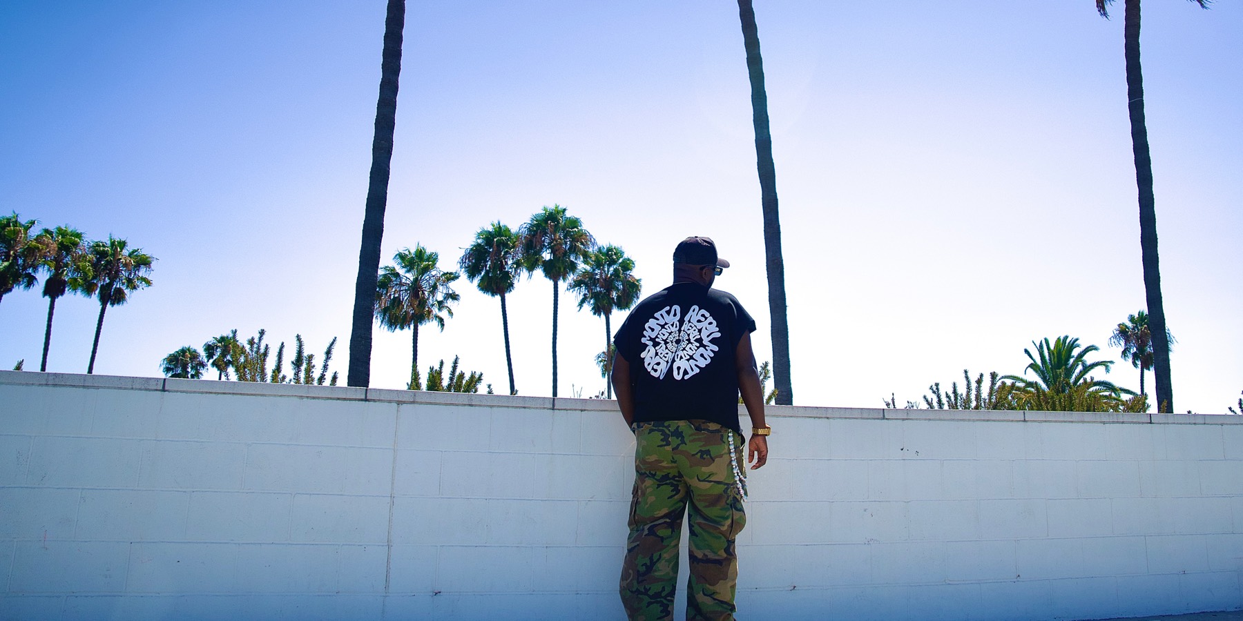 Monto Aeru garment worn against palm trees